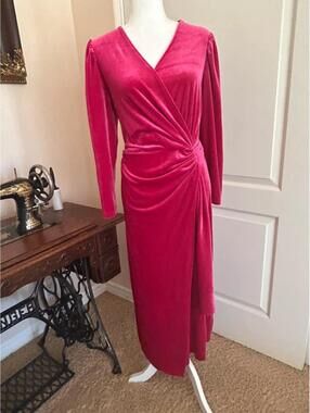 Fuschia Faux Wrap Front Dress